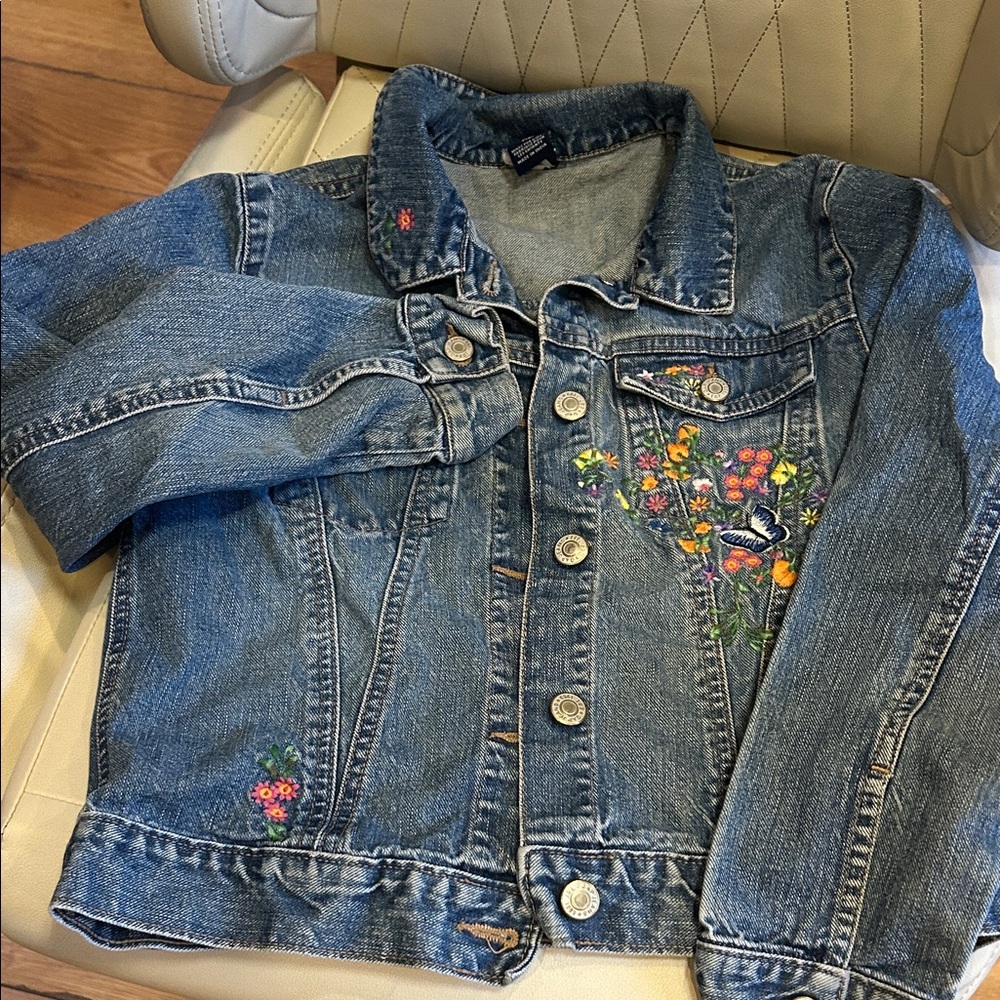 GAP Blue Denim Jacket with Colorful Embroidery